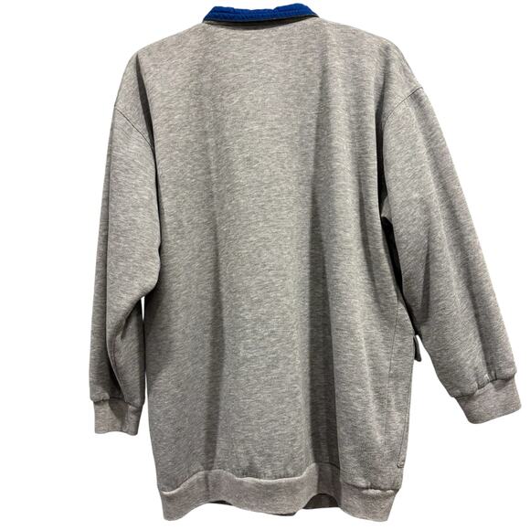 90s Vintage grannycore reversible sweatshirt jacket, gray and blue, Size XL - Picture 5 of 16